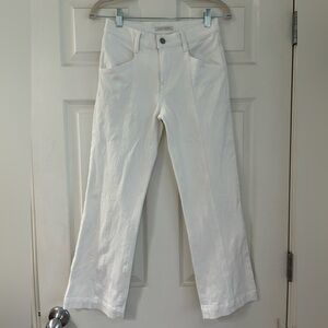 Lucky Ava Mid Rise Crop Mini Boot White Jeans